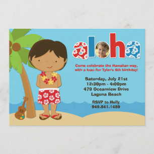 Boys Luau Birthday Party Invitation Kaart