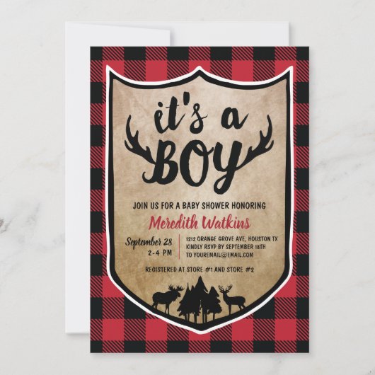 Boys Lumberjack Baby shower Kaart (Voorkant)