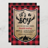 Boys Lumberjack Baby shower Kaart (Voorkant / Achterkant)