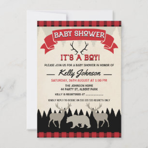 Boys Lumberjack Baby shower Uitnodiging