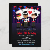 Boys Magic Show Magische verjaardagsfeestuitnodigi Kaart (Voorkant / Achterkant)