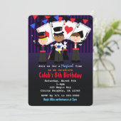 Boys Magic Show Magische verjaardagsfeestuitnodigi Kaart (Staand voorkant)