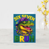 Boys Mardi Gras Six Seven Bruh Mardigator Alligato Kaart (Gele Bloem)