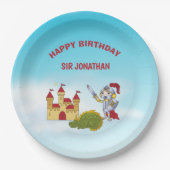 Boys Medieval Knight Dragon Birthday Party Papieren Bordje (Voorkant)