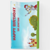 Boys Medieval Knight Dragon Birthday Party Spandoek (Verticaal)