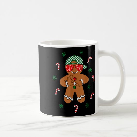 Boys Mens Christmas 6 7 Gingerbread Funny Meme Six Koffiemok (Rechts)