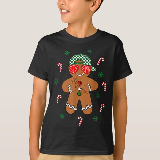Boys Mens Christmas 6 7 Gingerbread Funny Meme Six T-shirt (Voorkant)