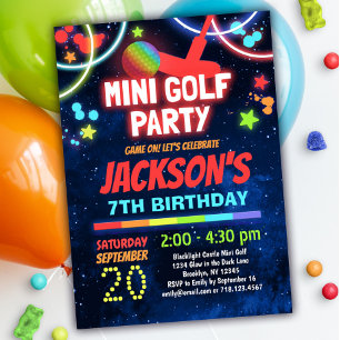 Boys Mini Golf Birthday Party Kaart