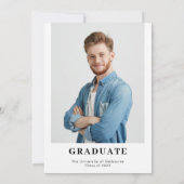 Boys Minimalist Photo Graduparty Kaart (Achterkant)