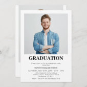 Boys Minimalist Photo Graduparty Kaart (Voorkant / Achterkant)