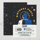 Boys Modern Astronaut Black Kids Birthday Kaart (Voorkant / Achterkant)