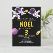 Boys Modern Astronaut Black Kids Birthday Kaart (Staand voorkant)