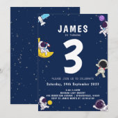Boys Modern Astronaut Navy Kids Birthday Kaart (Voorkant / Achterkant)