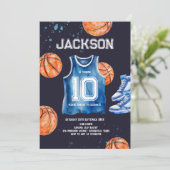 Boys Modern Blue Basket play Kids Birthday Kaart (Staand voorkant)