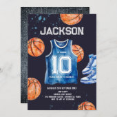 Boys Modern Blue Basket play Kids Birthday Kaart (Voorkant / Achterkant)