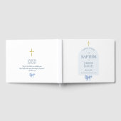 Boy's Modern Blue Bow Doop gastenboek (Volledig)