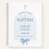 Boy's Modern Blue Bow Doop gastenboek Notitieboek (Voorkant)