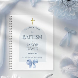 Boy's Modern Blue Bow Doop gastenboek Notitieboek