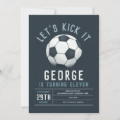 Boys Modern Blue Soccer Kids Birthday Kaart (Voorkant)