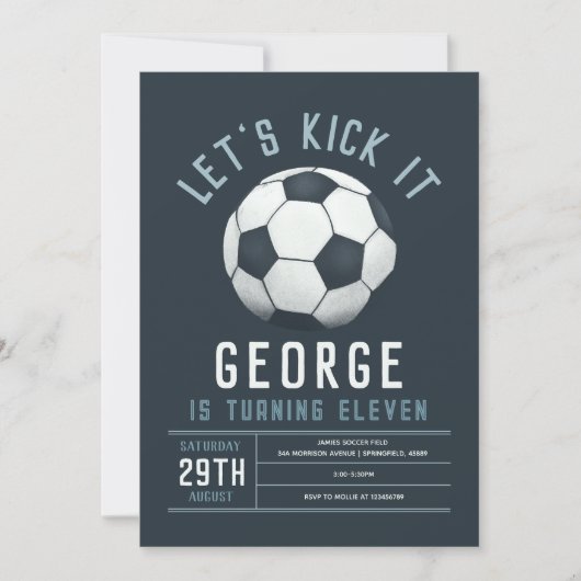 Boys Modern Blue Soccer Kids Birthday Kaart (Voorkant)