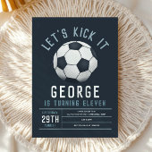 Boys Modern Blue Soccer Kids Birthday Kaart