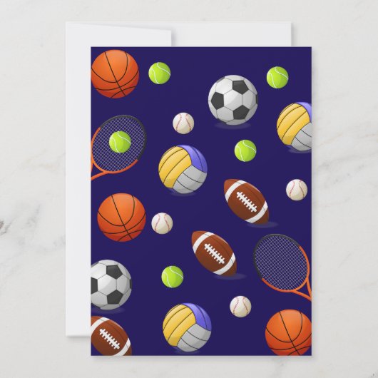 Boys Modern Blue Sports Kids Birthday Invitation Kaart (Achterkant)
