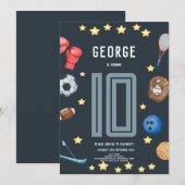 Boys Modern Blue Sports Kids Birthday Party Kaart (Voorkant / Achterkant)