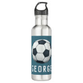 Boys Modern Blue Sporty Soccer Kinder Waterfles (Voorkant)