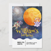 Boys Modern Galaxy Astronaut Dog Kinderen van Birt Kaart (Voorkant)