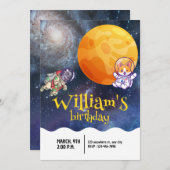 Boys Modern Galaxy Astronaut Dog Kinderen van Birt Kaart (Voorkant / Achterkant)