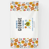 Boys Modern Sports Birthday Party | Game Day Theme Spandoek (Verticaal)