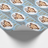 Boys Monkey Baby shower Cadeaupapier (Hoek)