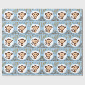 Boys Monkey Baby shower Cadeaupapier (Vlak)