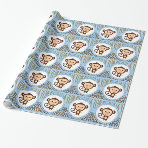 Boys Monkey-Baby shower Cadeaupapier