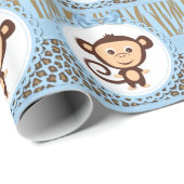 Boys Monkey Baby shower Cadeaupapier (Rol Hoek)