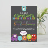 Boys Monster Mash Birthday Party Invitation Kaart (Staand voorkant)