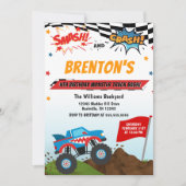 Boys Monster Truck Birthday Uitnodiging (Voorkant)