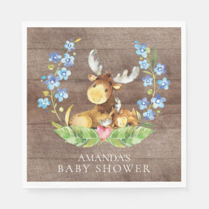 Boys Moose Baby shower Paper Napkins Servet