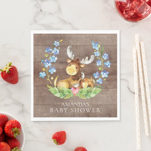 Boys Moose Baby shower papieren servetten (Insitu)