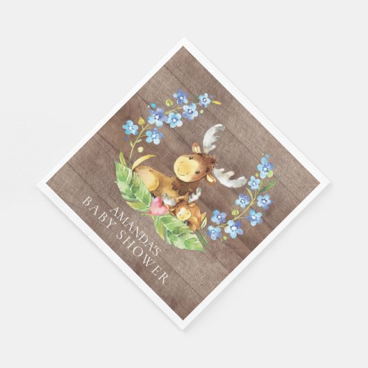 Boys Moose Baby shower papieren servetten (Hoek)