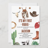 Boys My First Rodeo Cowboy 1e verjaardag Uitnodigi Kaart (Voorkant)