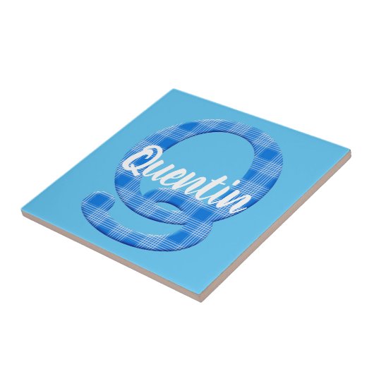 Boys Naam Aangepaste aanlegbrief Q Tegeltje (Zijkant)