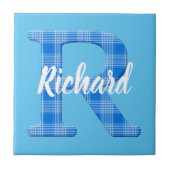 Boys Naam Aangepaste aanplakbiljet R Tegeltje (Voorkant)