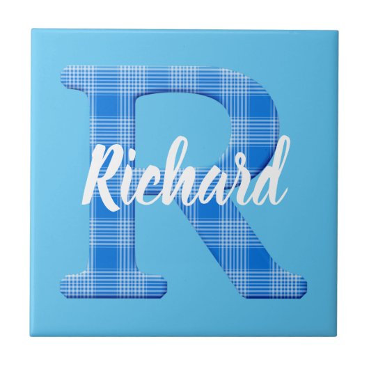 Boys Naam Aangepaste aanplakbiljet R Tegeltje (Voorkant)