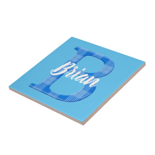 Boys Naam Aangepaste speelplaat letter B Tegeltje (Zijkant)