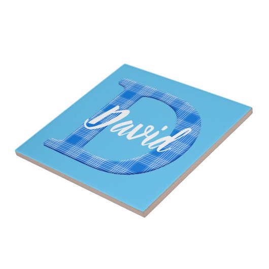 Boys Naam Aangepaste speldenbrief D Tegeltje (Zijkant)