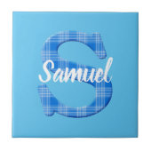 Boys Naam Aangepaste speldenbrief S Tegeltje (Voorkant)
