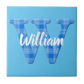 Boys Naam Aangepaste speldenbrief W Tegeltje (Voorkant)