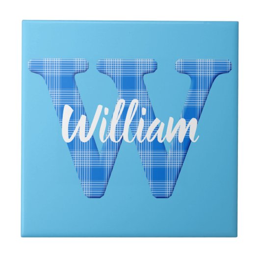 Boys Naam Aangepaste speldenbrief W Tegeltje (Voorkant)