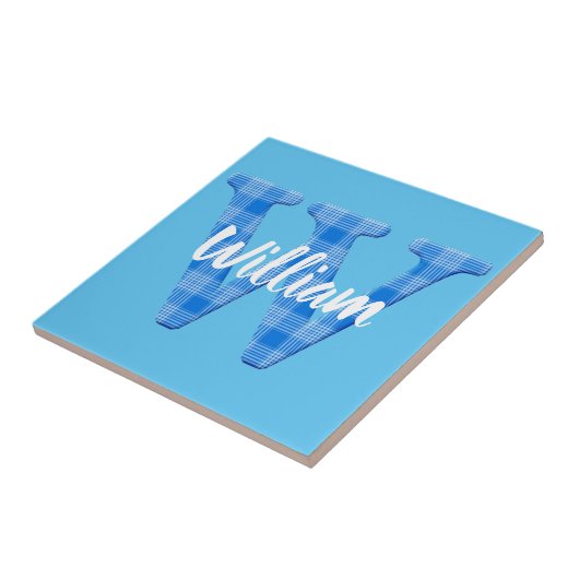 Boys Naam Aangepaste speldenbrief W Tegeltje (Zijkant)